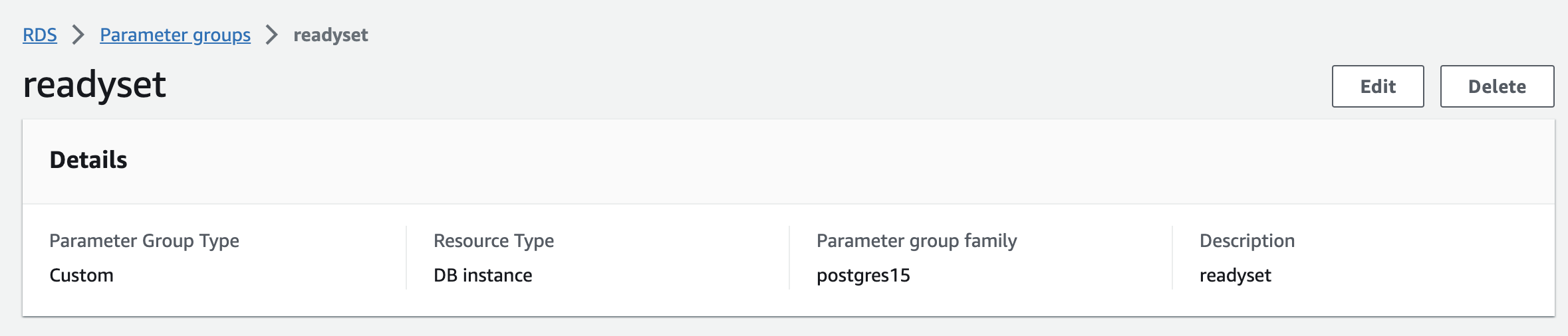 AWS Parameter Group